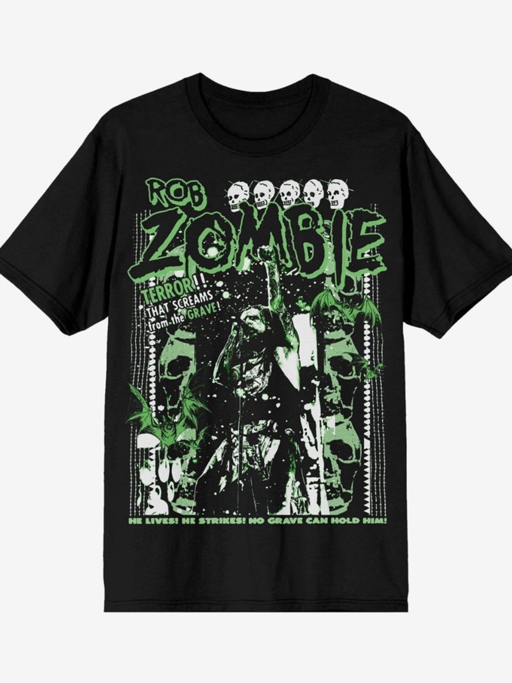 Hot Topic Rob Zombie Black T-Shirt with Neon Green Graphic
